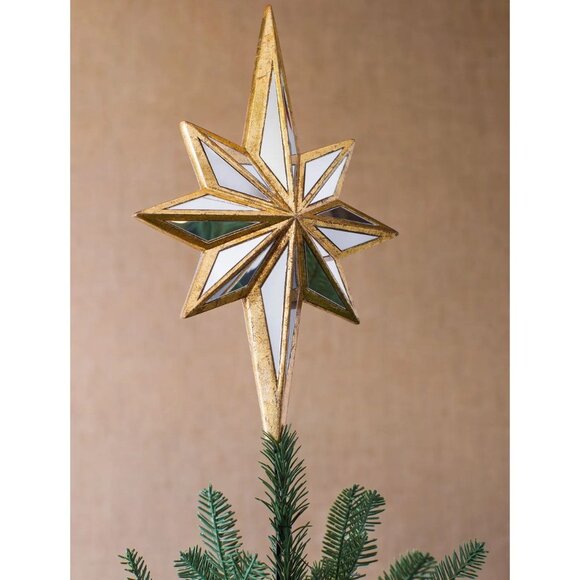 Mirrored Star Christmas Tree Topper Antique Gold Balsam Hill - Picture 4 of 11